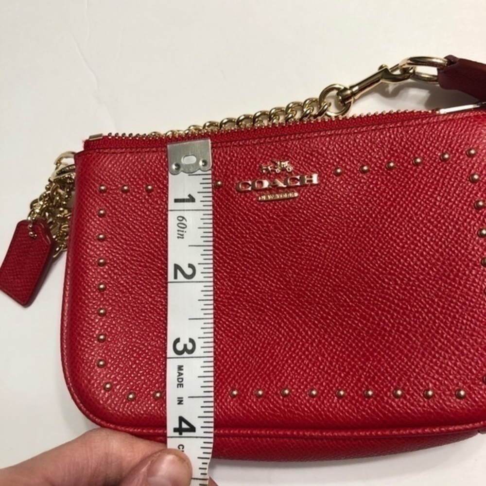 COACH red grosgrain leather mini bag studded - Picture 4 of 15
